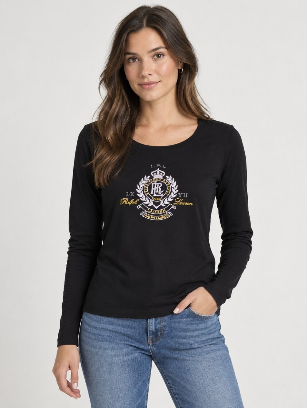 Vintage Lauren Active Ralph Lauren L-RL Crest Embroidered Long Sleeve Top